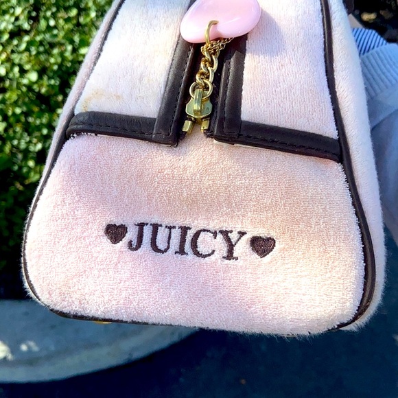 Vintage Juicy Couture BABY PINK Velour Terry BOWLER BAG Y2K RARE BARBIECORE - Picture 11 of 15